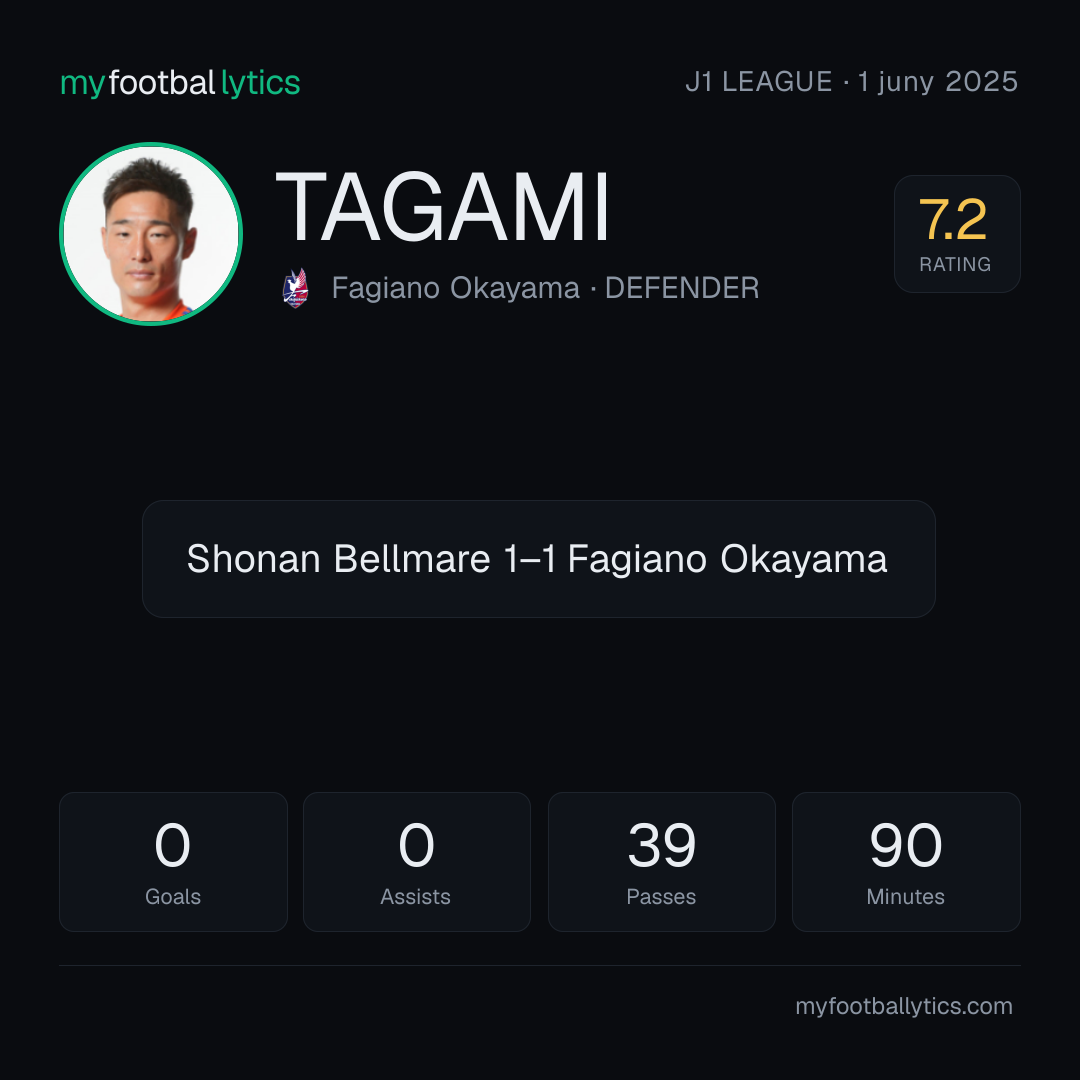 D. Tagami · Fagiano Okayama vs Shonan Bellmare